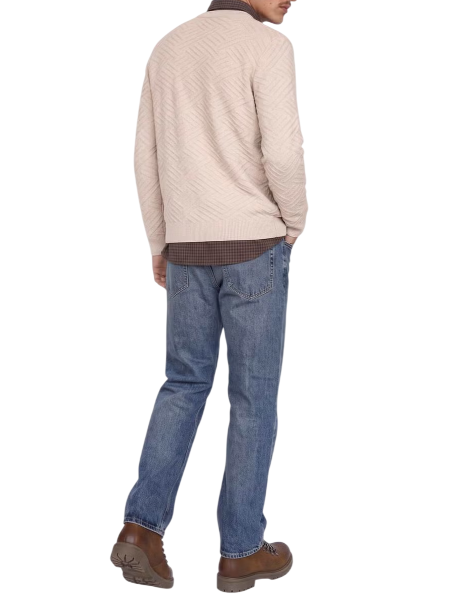 jprblacolJack&Jones maglia girocollo uomo trama a rombi panna 12301702 ANCIENT SCROLL JACK&JONES 