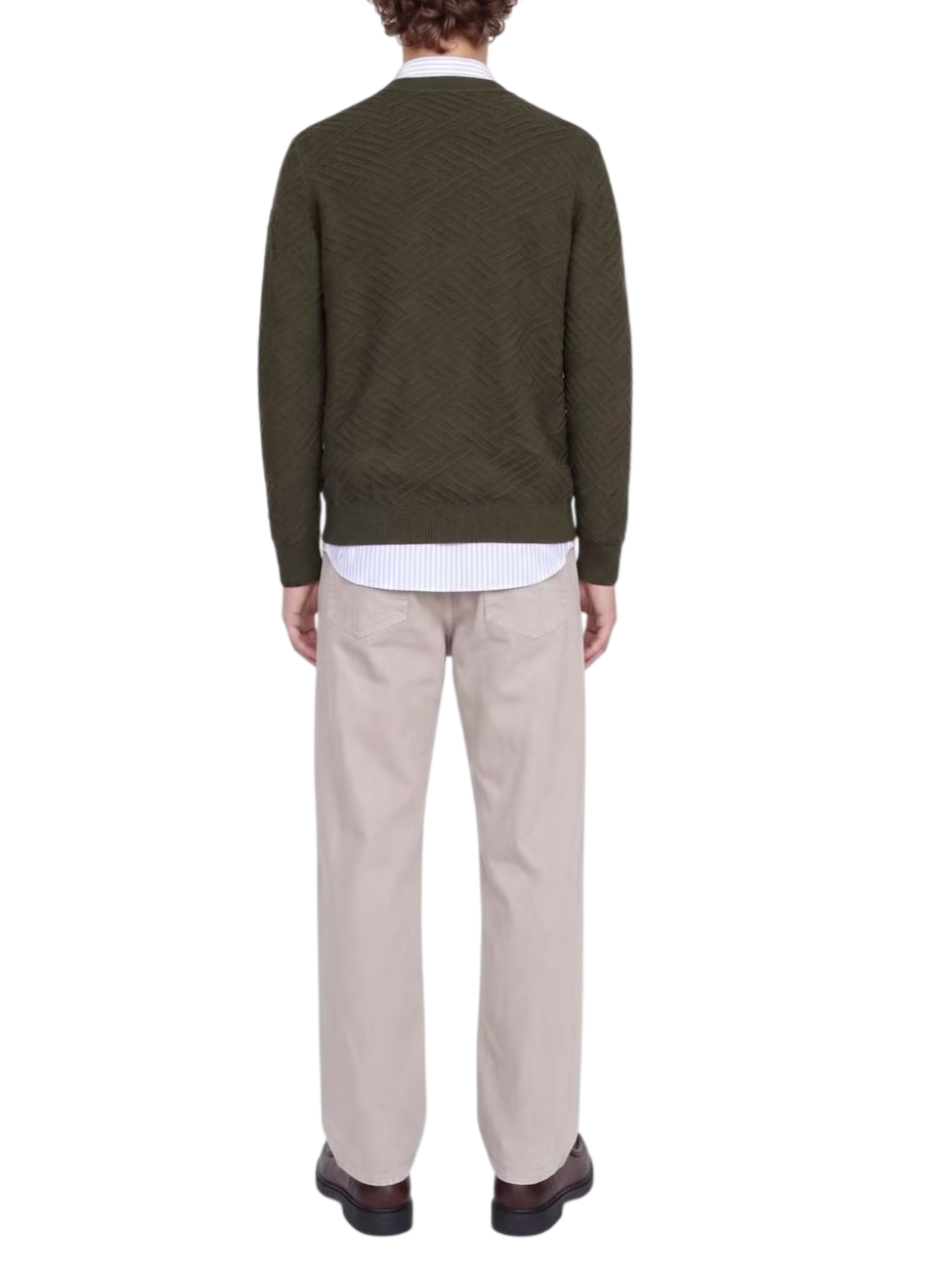 Jack&Jones maglia girocollo uomo trama a rombi verde 12301702 FOREST NIGHT JACK&JONES 