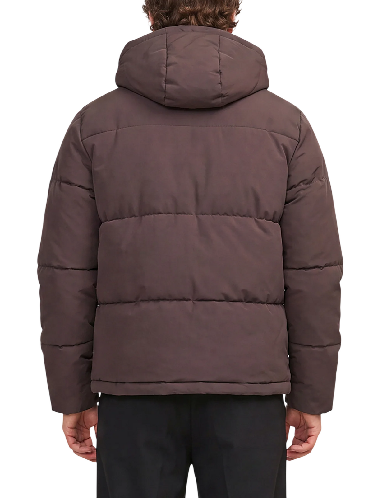 Jack&Jones piumino uomo trapuntato Galaxy con cappuccio marrone 12303930 JAVA JACK&JONES 