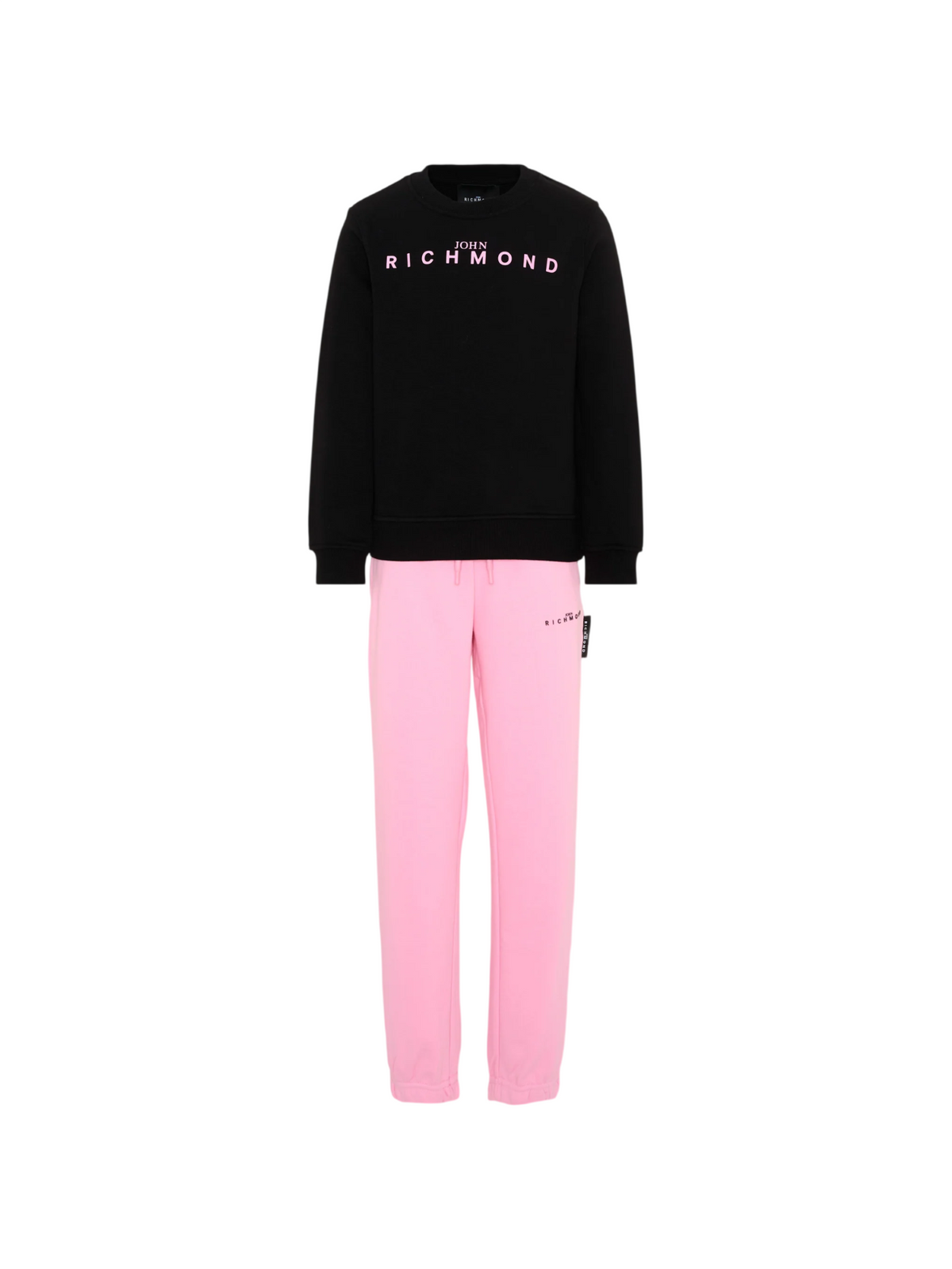 John Richmond tuta sportiva bambino felpa e pantaloni nero rosa RGA26019CF BLACK John RICHMOND 