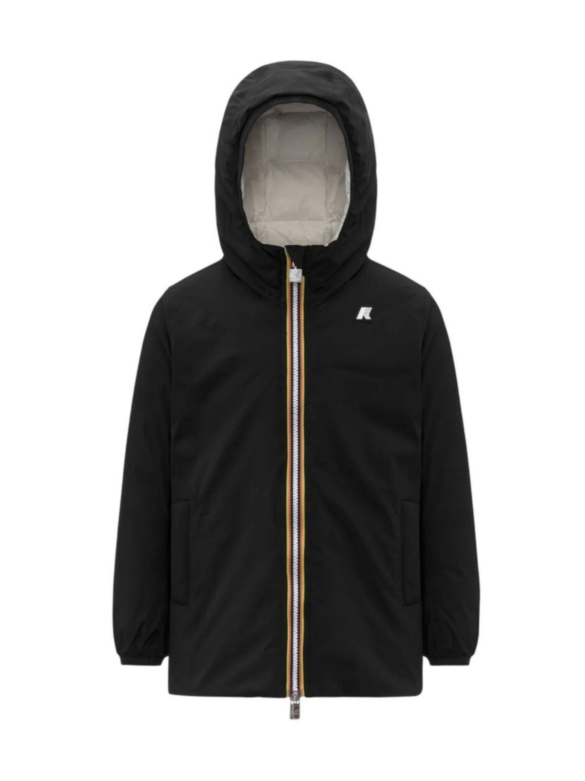 K-Way piumino lungo reversibile bambino unisex con cappuccio nero bianco K5123RW DC4 K-WAY 