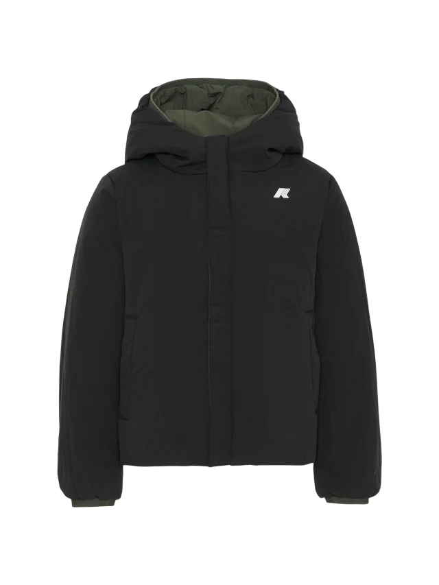 K-Way piumino reversibile bambino Jack con cappuccio nero verde militare K71337W DBZ K-WAY 