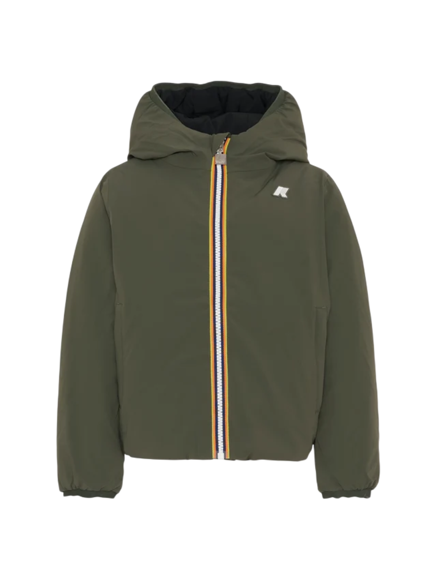 K-Way piumino reversibile bambino Jack con cappuccio nero verde militare K71337W DBZ K-WAY 