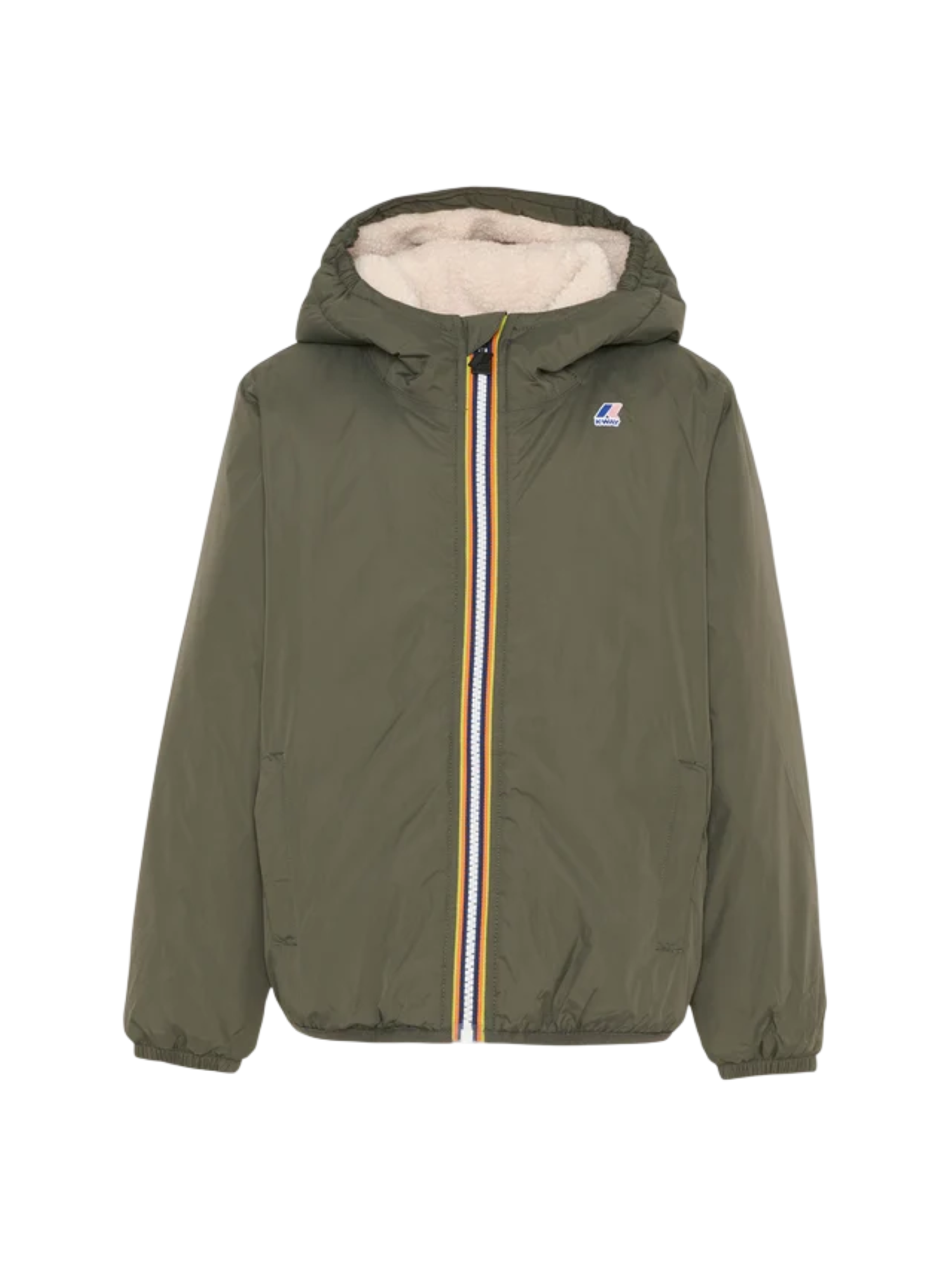 K-Way piumino unisex bambino Le Vrai Claude con cappuccio verde militare K7142TW WMR K-WAY 
