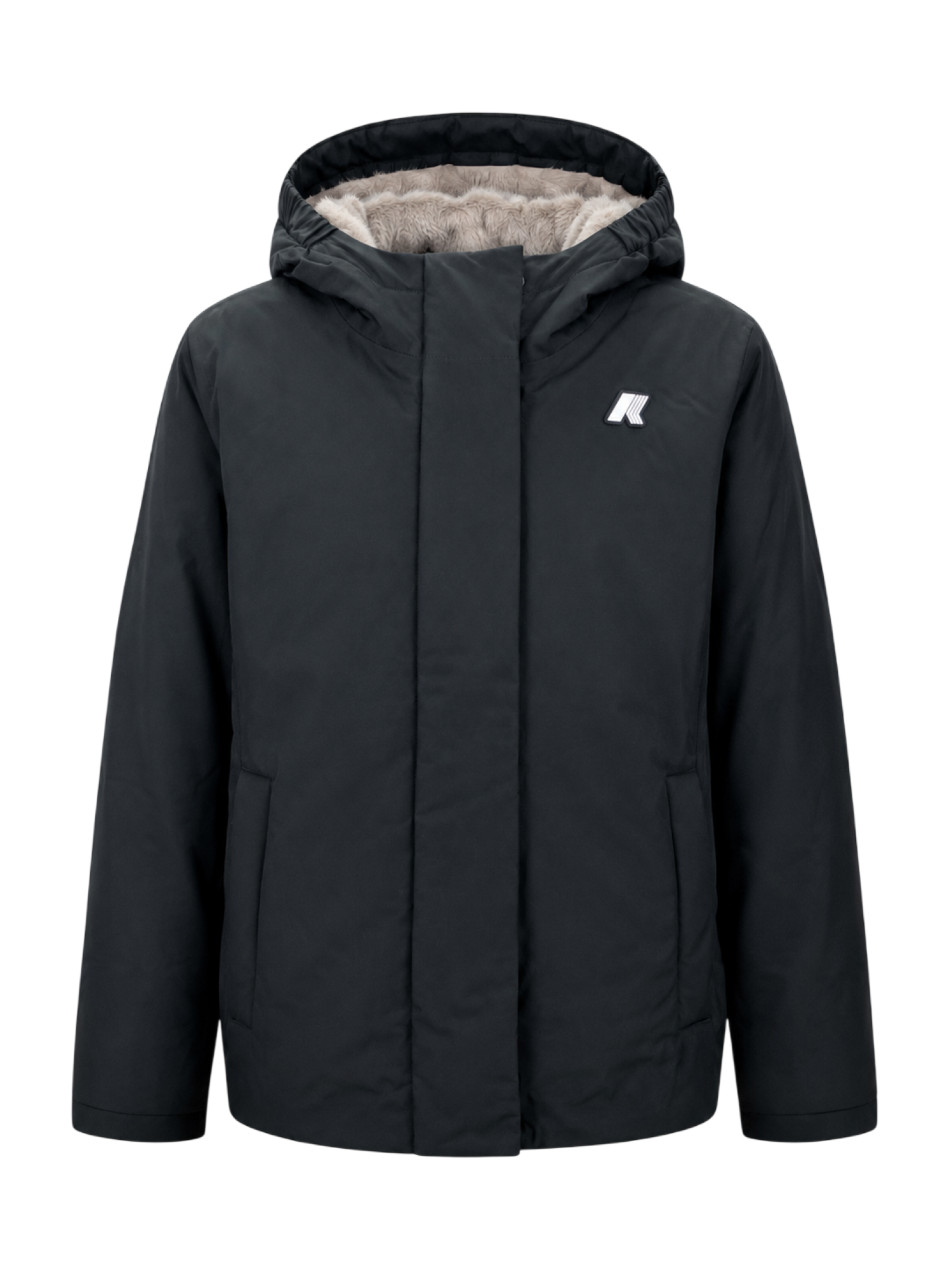 K-Way giubbino imbottito unisex bambino con cappuccio nero grigio K81529W DCB K-WAY 