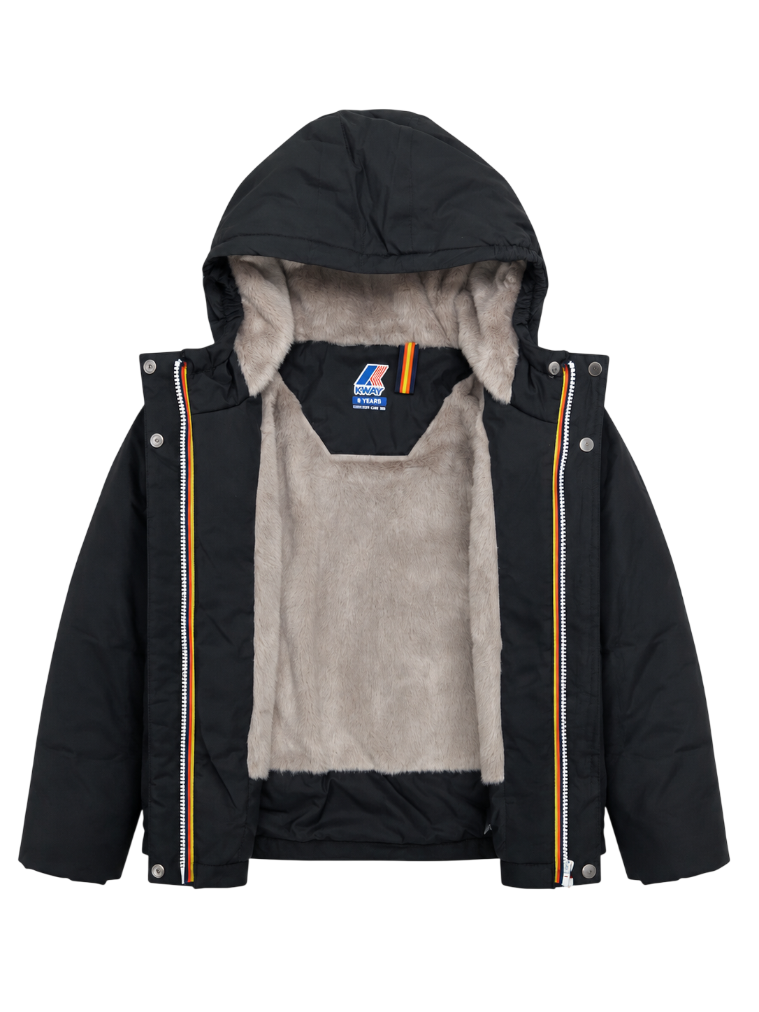 K-Way giubbino imbottito unisex bambino con cappuccio nero grigio K81529W DCB K-WAY 