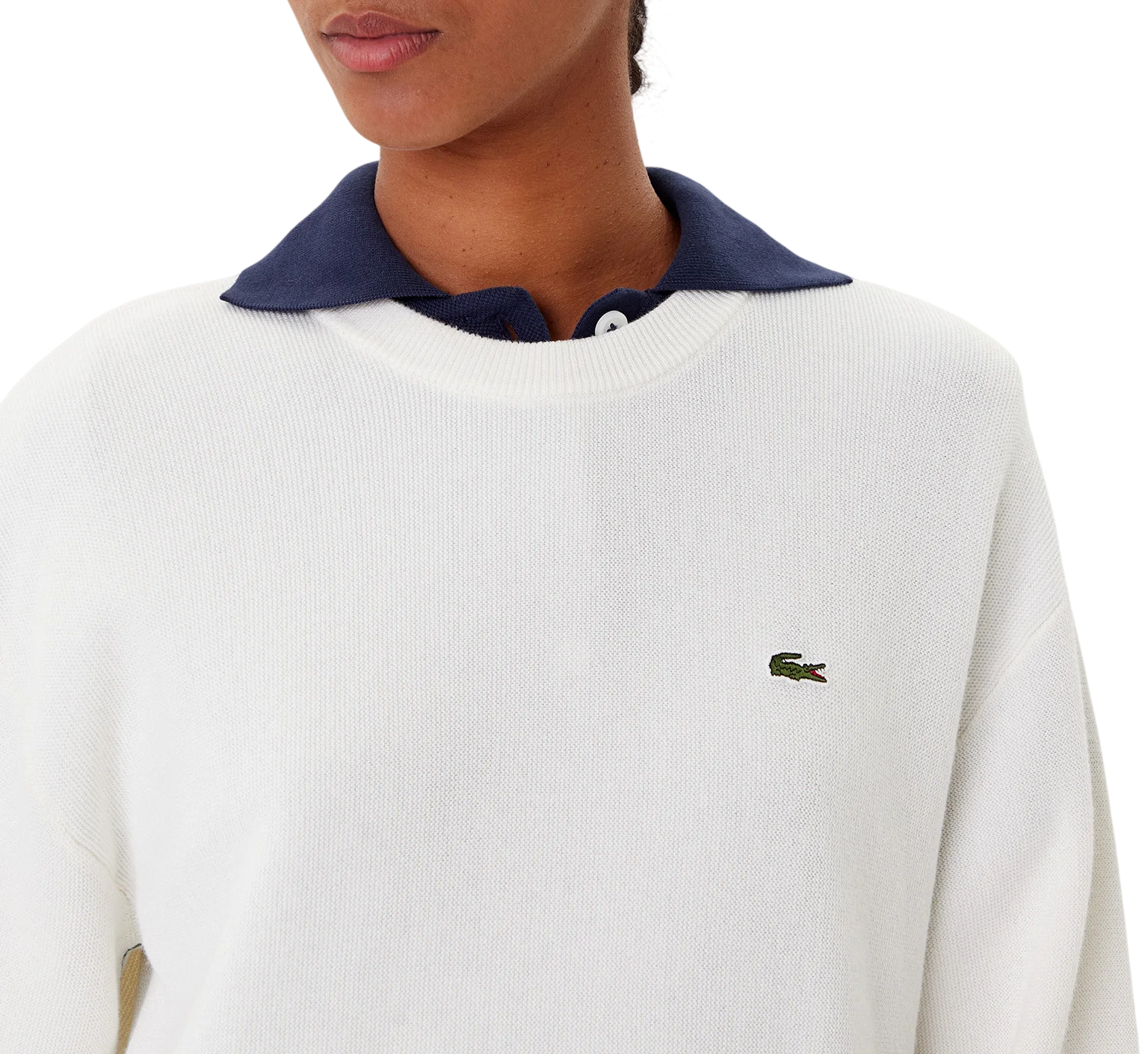 Lacoste maglia girocollo donna misto lana panna AF4158 70V LACOSTE 