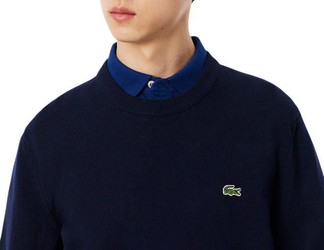Lacoste maglia girocollo uomo in cotone blu AH1985 166 LACOSTE 