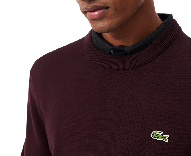 Lacoste maglia girocollo uomo in cotone bordeaux AH1985 3KE LACOSTE 