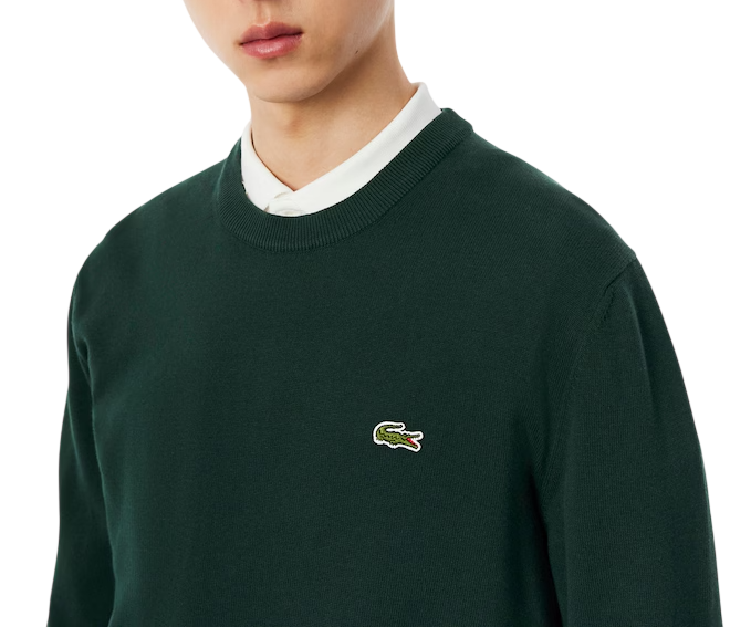 Lacoste maglia girocollo uomo in cotone verde AH1985 YZP LACOSTE 
