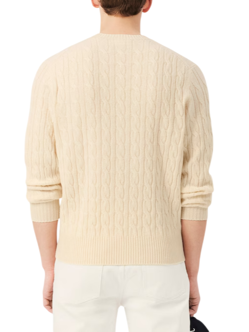 Lacoste maglia girocollo uomo in lana con trecce panna AH2924 XFJ LACOSTE 