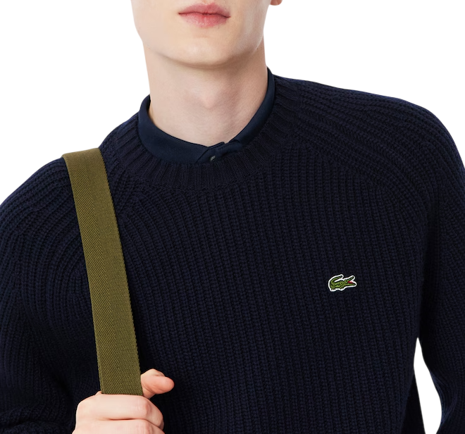 Lacoste maglia girocollo uomo in pura lana blu AH3142 166 LACOSTE 