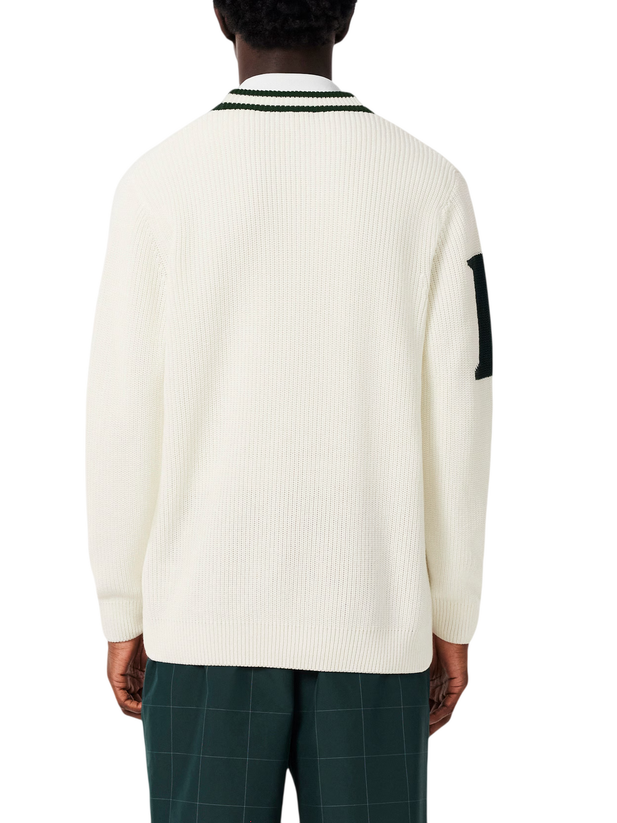 Lacoste cardigan uomo misto lana con profili in  contrasto panna verde AH6868 0LP LACOSTE 