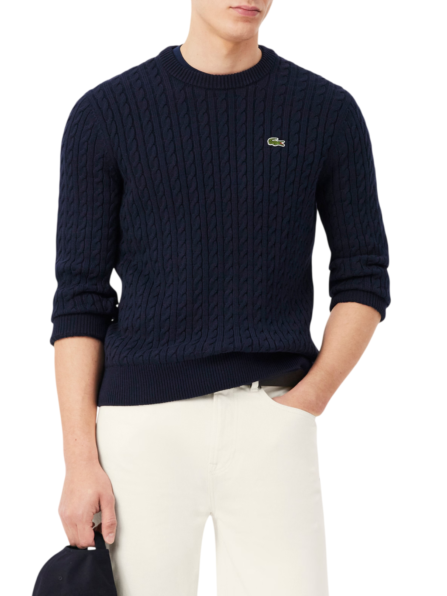 Lacoste maglia uomo con trecce misto cotone blu AH7627 802 LACOSTE 