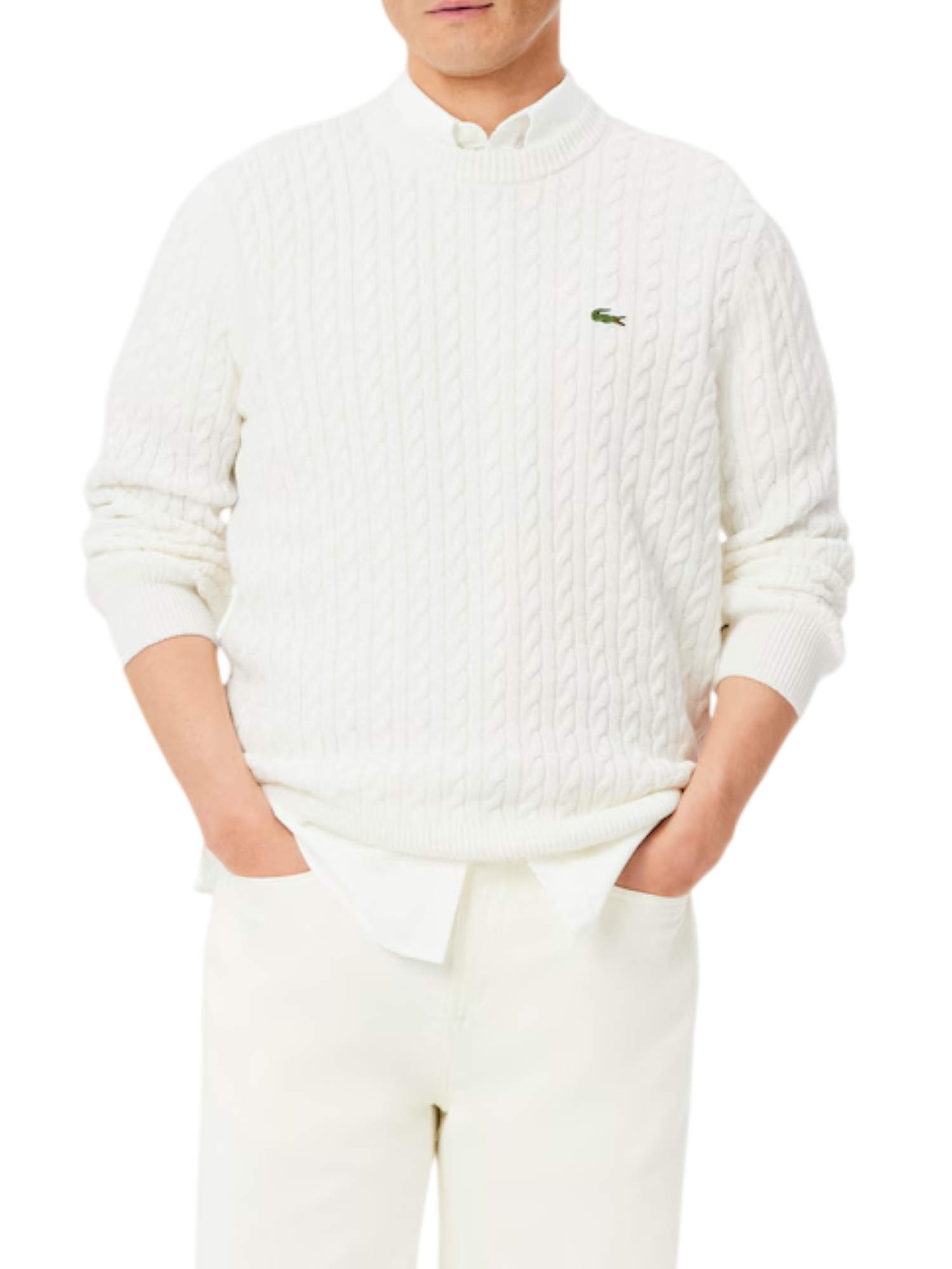 Lacoste maglia uomo con trecce misto cotone panna AH7627 X0N LACOSTE 