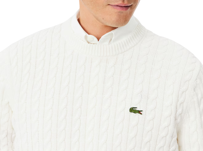 Lacoste maglia uomo con trecce misto cotone panna AH7627 X0N LACOSTE 