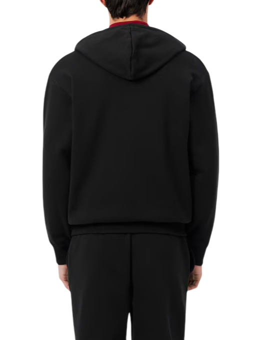 Lacoste felpa uomo con zip e cappuccio in cotone felpato nero SH8864 031 LACOSTE 
