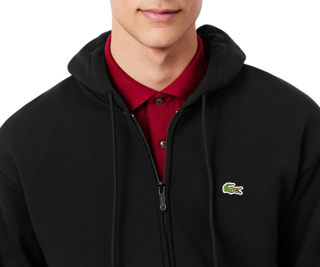 Lacoste felpa uomo con zip e cappuccio in cotone felpato nero SH8864 031 LACOSTE 