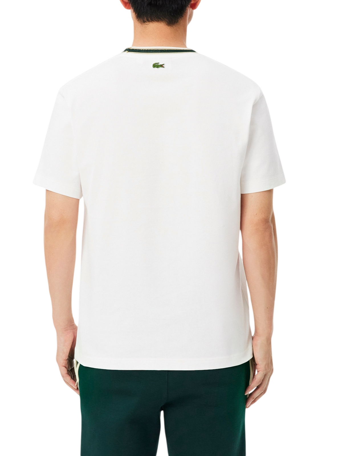 lacoste T-shirt manica corta uomo patch logo panna TH8611 70V LACOSTE 