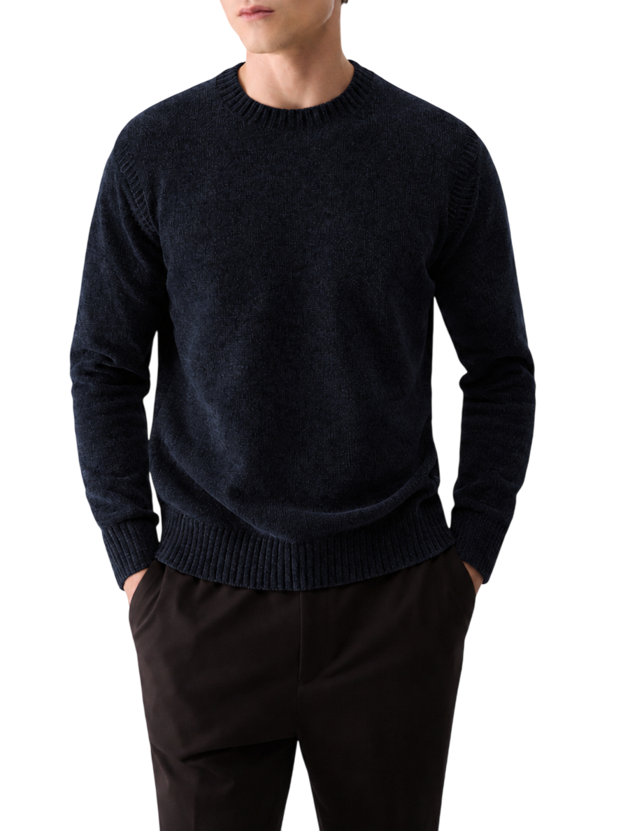 Liu Jo maglia girocollo uomo in ciniglia blu QF6139MAB20 94013 LIU JO 