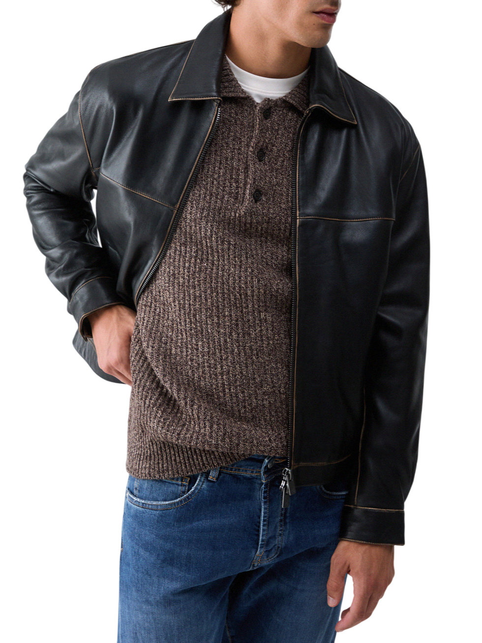 Liu Jo giubbino uomo in pelle con zip marrone moro QF6278P0214 93903 LIU JO 