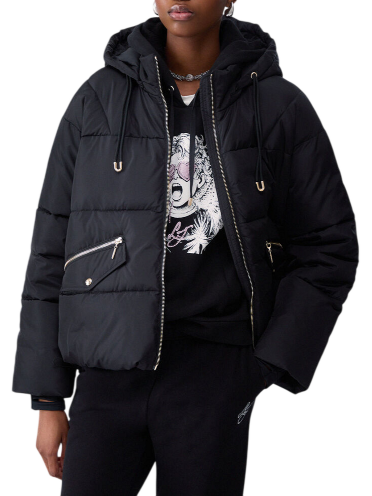 Liu Jo piumino donna con cappuccio nero TF6006TS62A 22222 LIU JO 