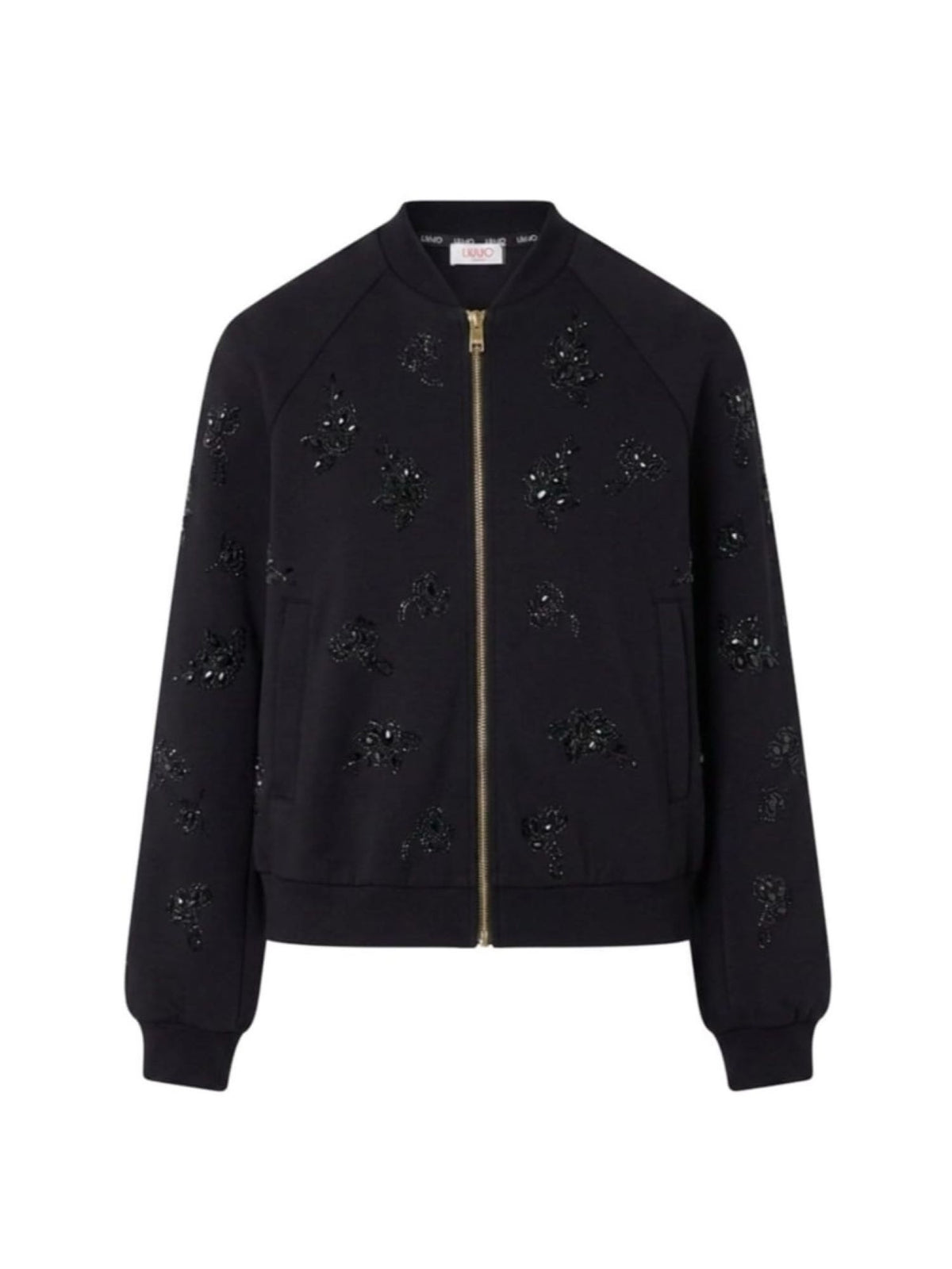 Liu Jo giacca con zip ricami floreali gioiello nero TF6133J3958 L9575 LIU JO 