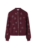 Liu Jo giacca con zip ricami floreali gioiello borgogna
