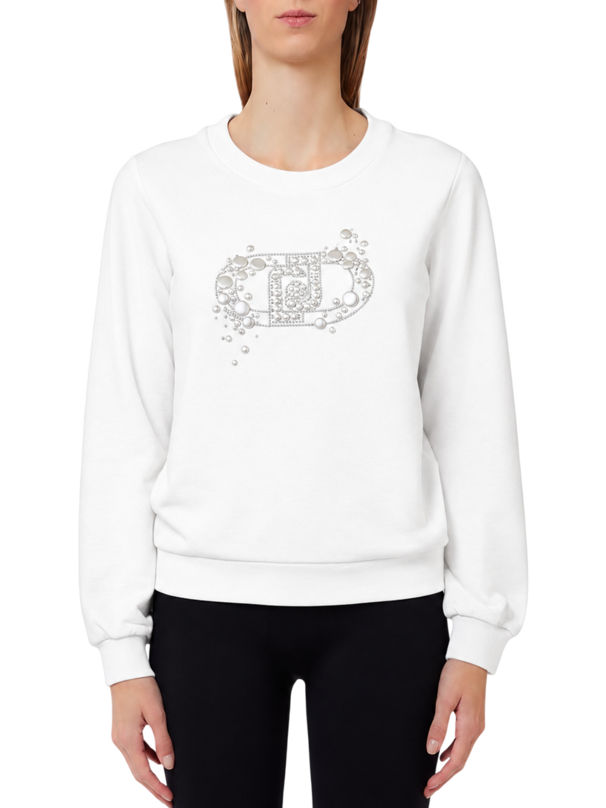 Liu Jo felpa donna misto viscosa felpata con logo gioiello avorio TF6138FS576 L9511 LIU JO 