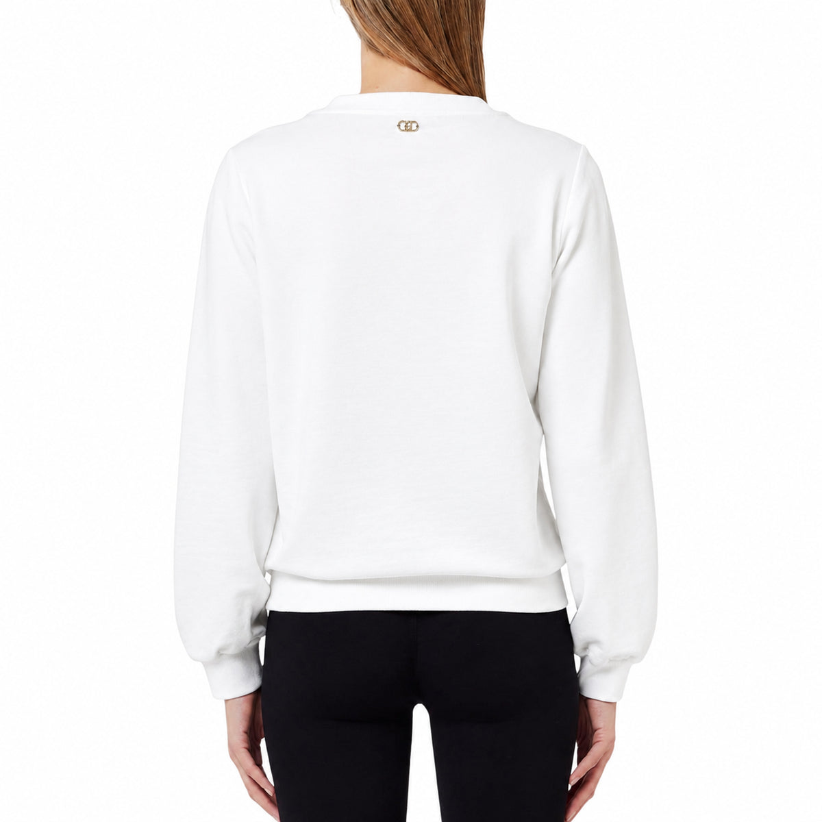 Liu Jo felpa donna misto viscosa felpata con logo gioiello avorio TF6138FS576 L9511 LIU JO 