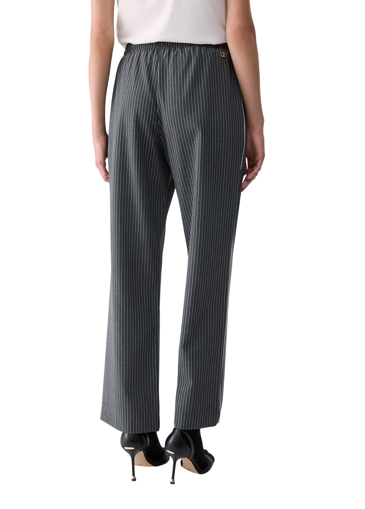 Liu Jo pantaloni donna gessati con coulisse grigio TF6149T691A D3031 LIU JO 