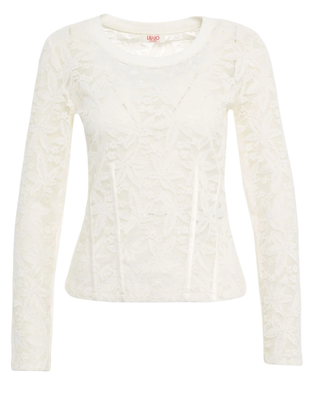 Liu Jo T-shirt manica lunga donna in pizzo bianco latte TF6152J3968 10701 LIU JO 