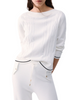 Liu Jo maglia donna scollo a barchetta con logo strass panna
