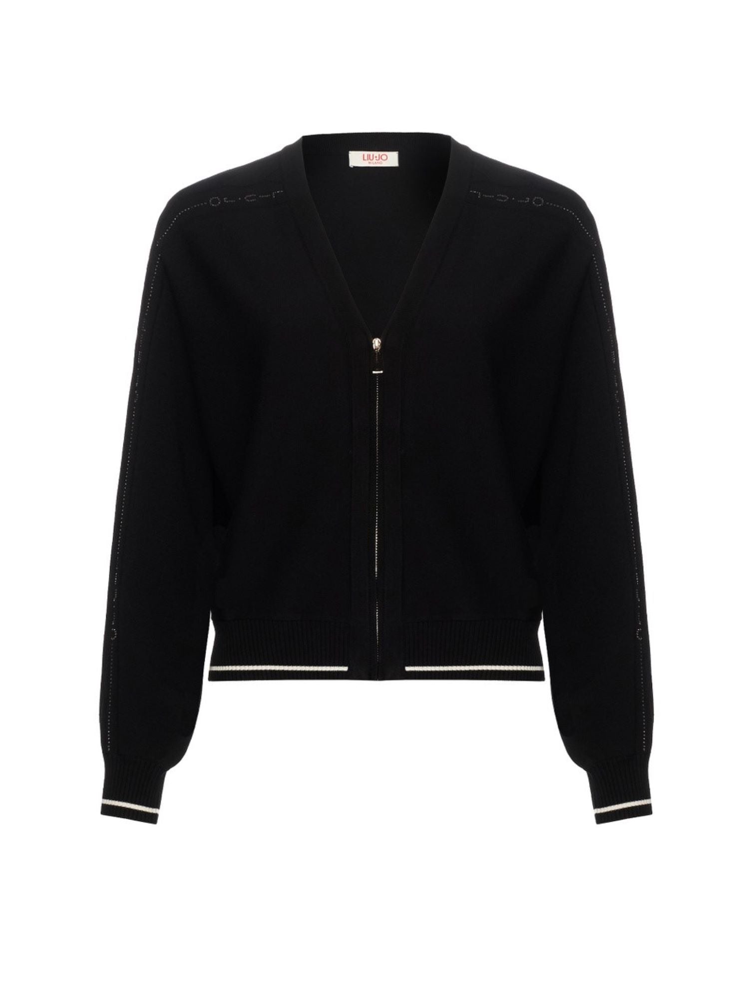 Liu Jo cardigan donna con zip logo strass nero TF6192MS63L A3521 LIU JO 