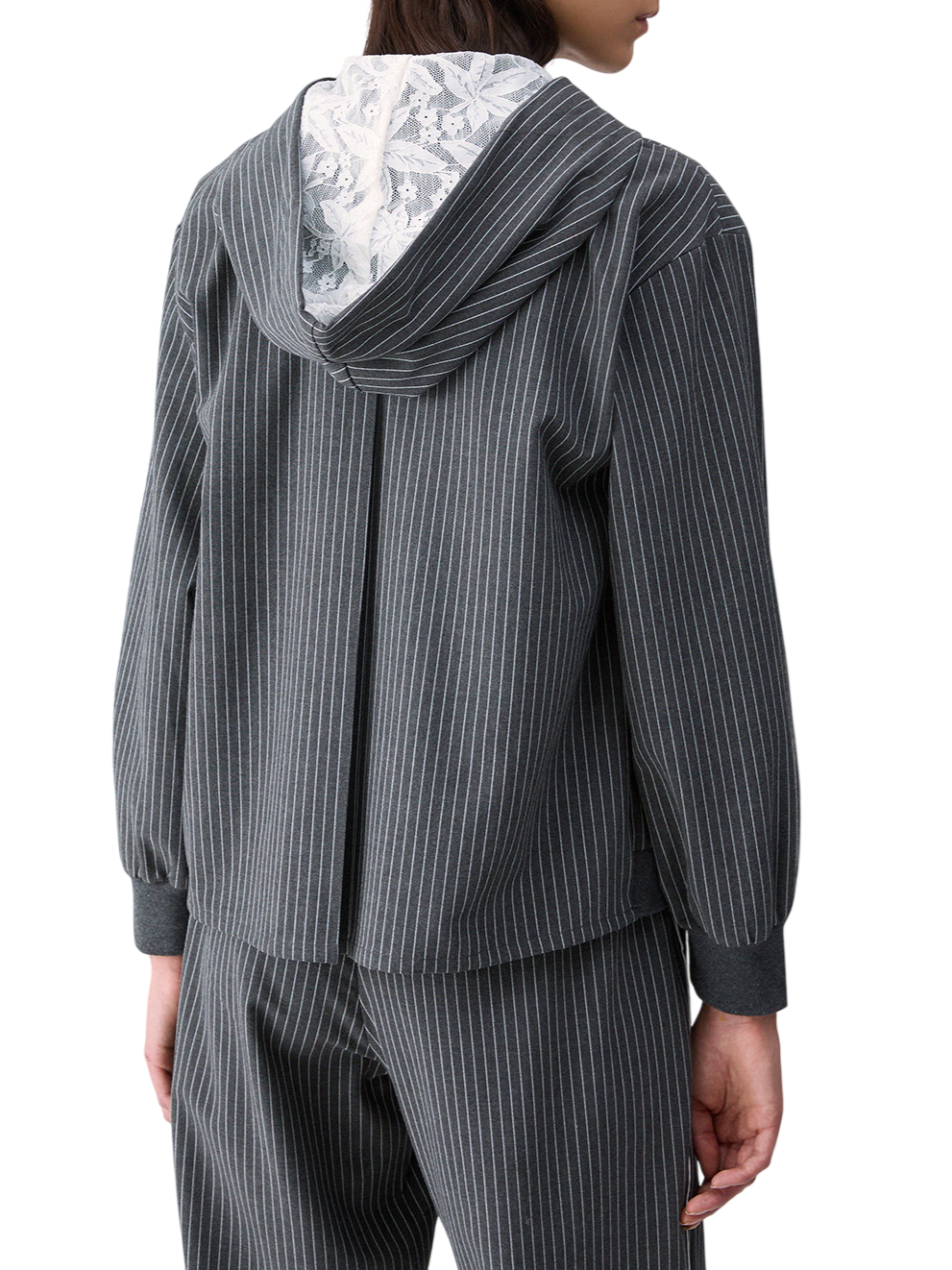 Liu Jo giacca gessata con zip e cappuccio grigio TF6200T691A D3031 LIU JO 