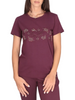 Liu Jo T-shirt donna manica corta con logo strass e ricami gioiello prugna