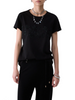 Liu Jo T-shirt donna manica corta con logo strass e ricami gioiello nero