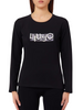 Liu Jo T-shirt manica lunga donna con logo strass nero