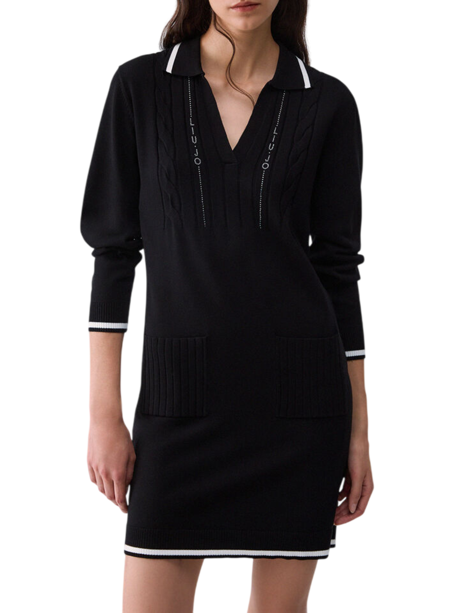 Liu Jo abito corto in maglia con logo strass nero TF6271MS63L A3521 LIU JO 