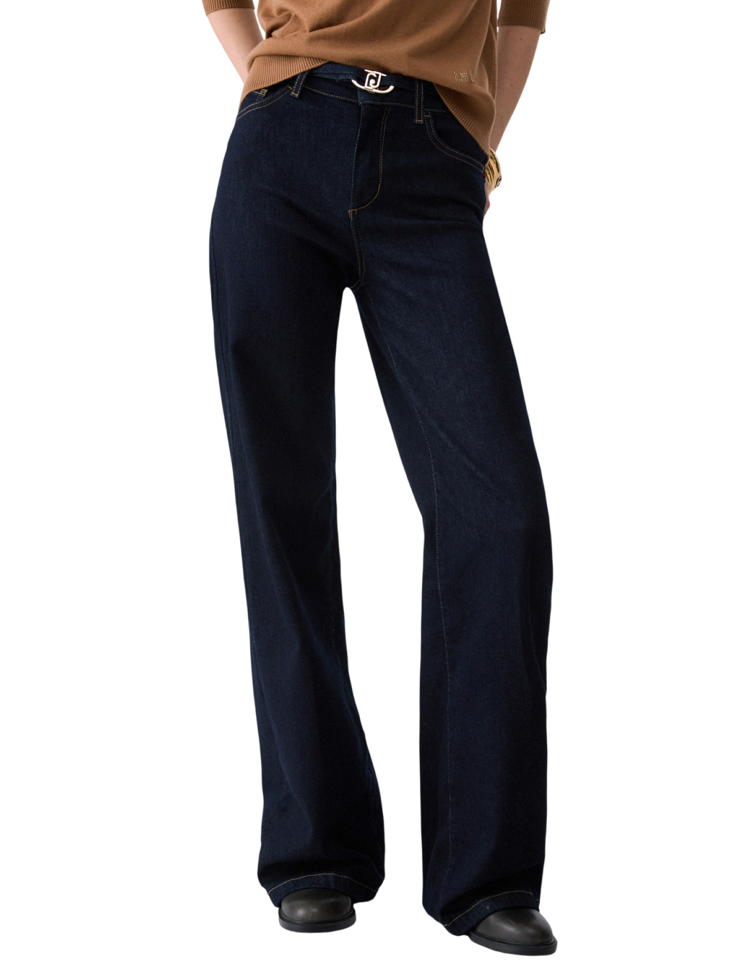 Liu Jo jeans flare donna vita alta con cintina lavaggio blu scuro UF6088D0264 7L000 LIU JO 