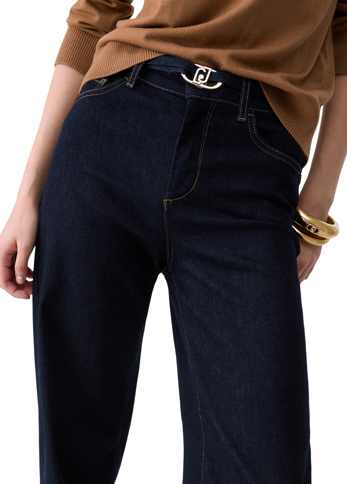 Liu Jo jeans flare donna vita alta con cintina lavaggio blu scuro UF6088D0264 7L000 LIU JO 