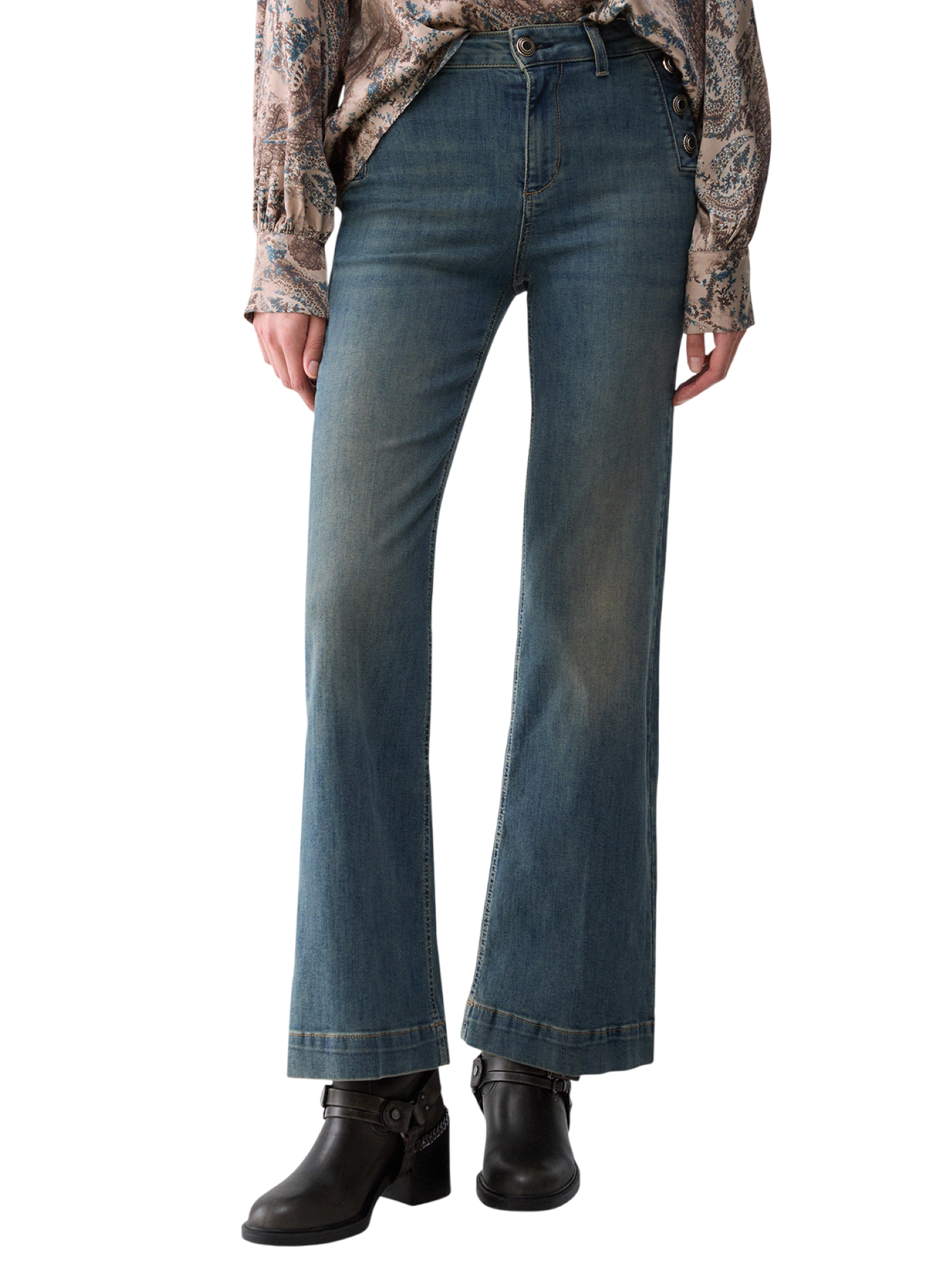 Liu Jo jeans a zampa donna con bottoni gioiello lavaggio blu UF6093D0328 79137 LIU JO 