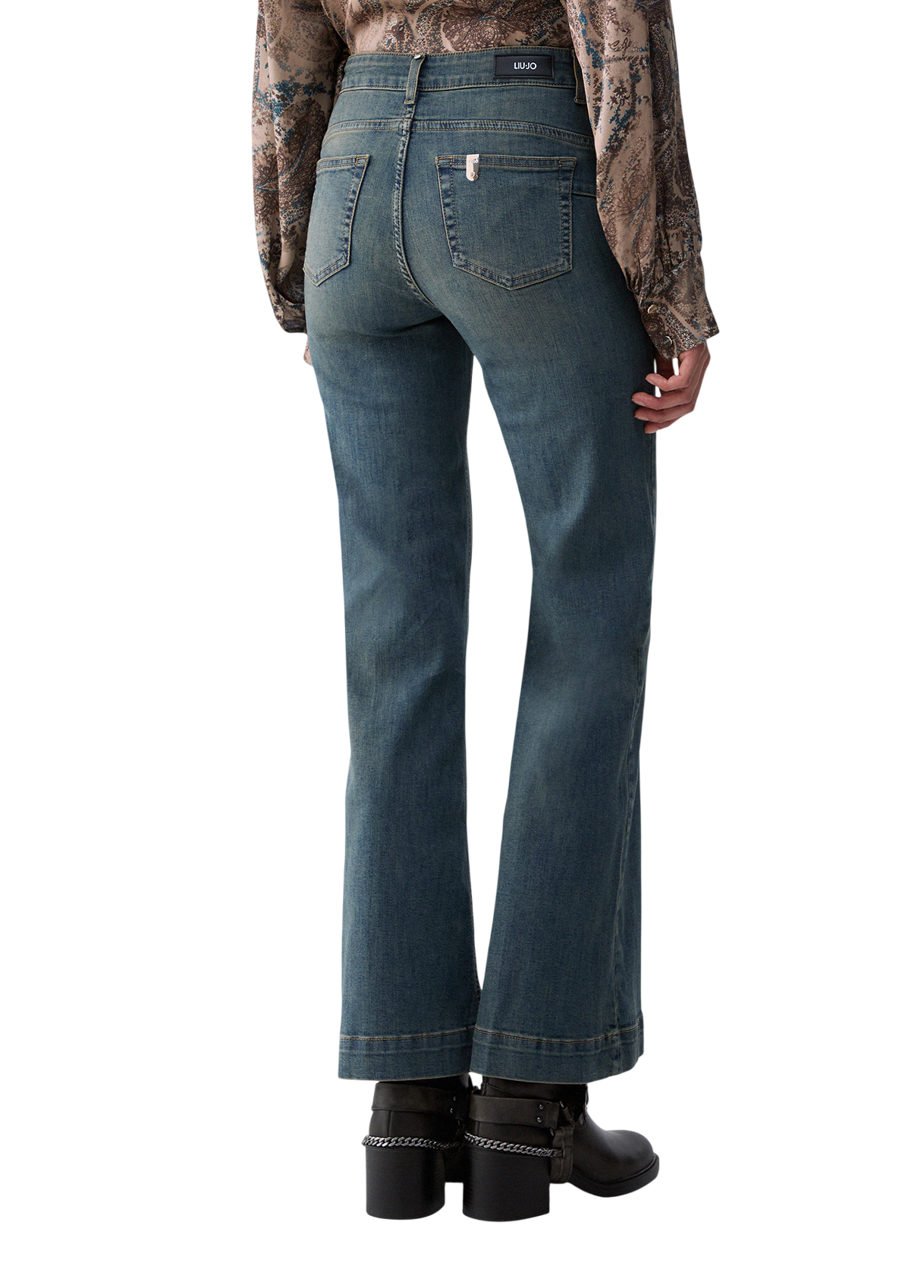 Liu Jo jeans a zampa donna con bottoni gioiello lavaggio blu UF6093D0328 79137 LIU JO 