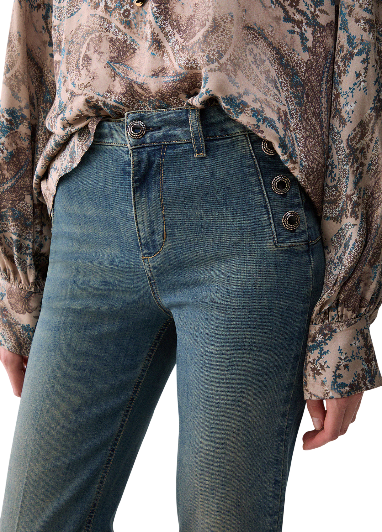 Liu Jo jeans a zampa donna con bottoni gioiello lavaggio blu UF6093D0328 79137 LIU JO 