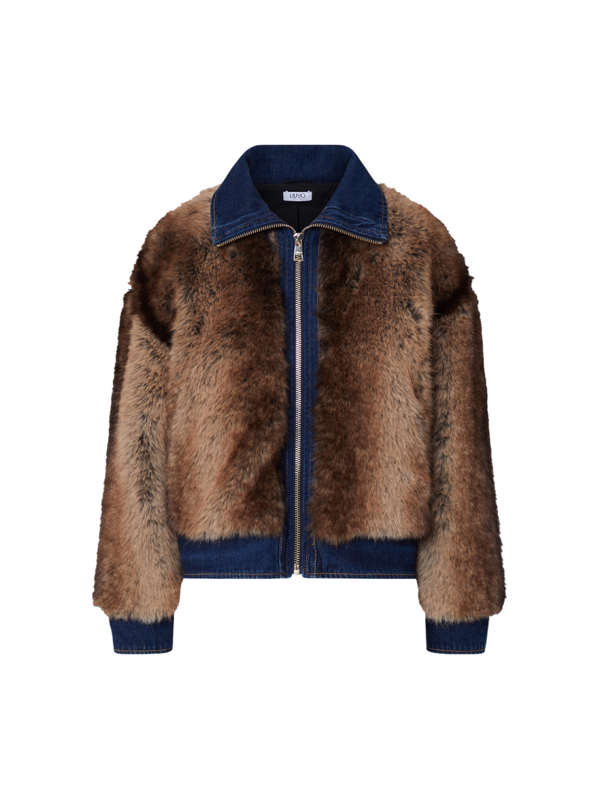 Liu Jo giubbino in denim donna con ecopelliccia beige blu UF6153E1158 X0466 LIU JO 