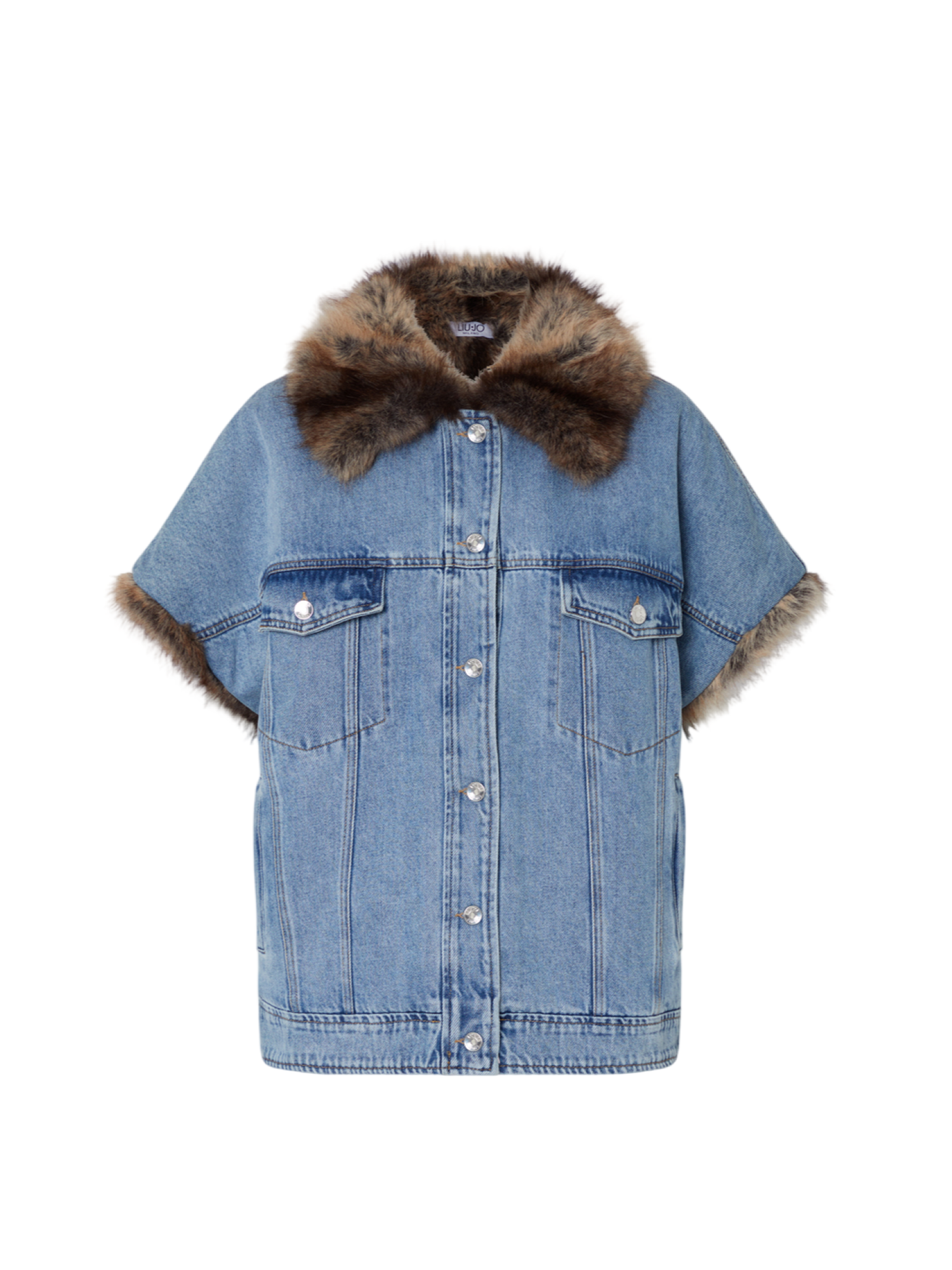 Liu Jo giubbino smanicato in denim con ecopelliccia lavaggio blu UF6154D0347 79093 LIU JO 