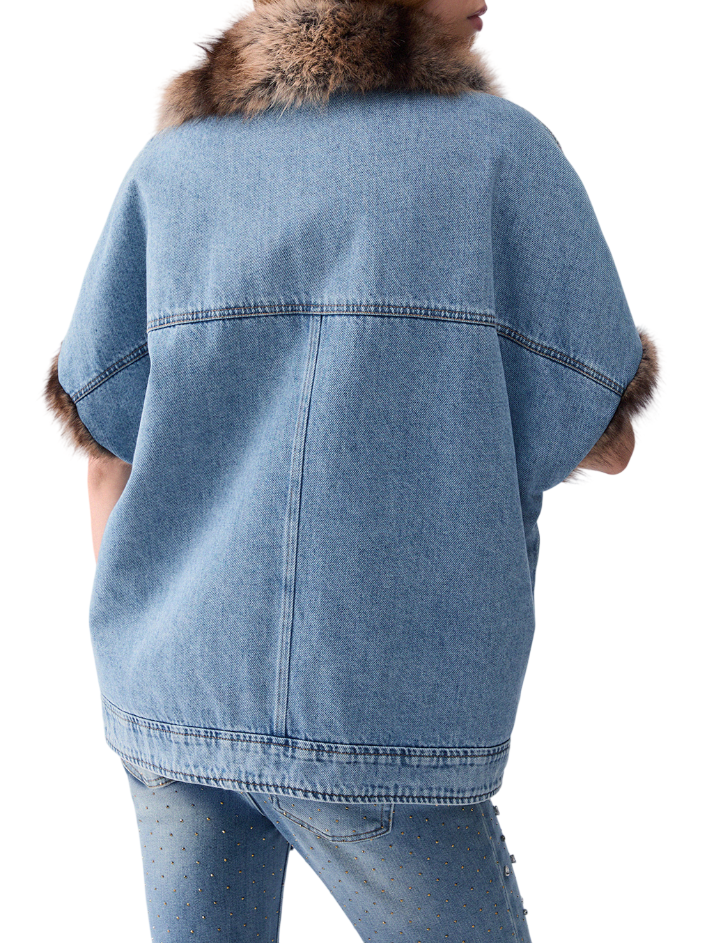 Liu Jo giubbino smanicato in denim con ecopelliccia lavaggio blu UF6154D0347 79093 LIU JO 