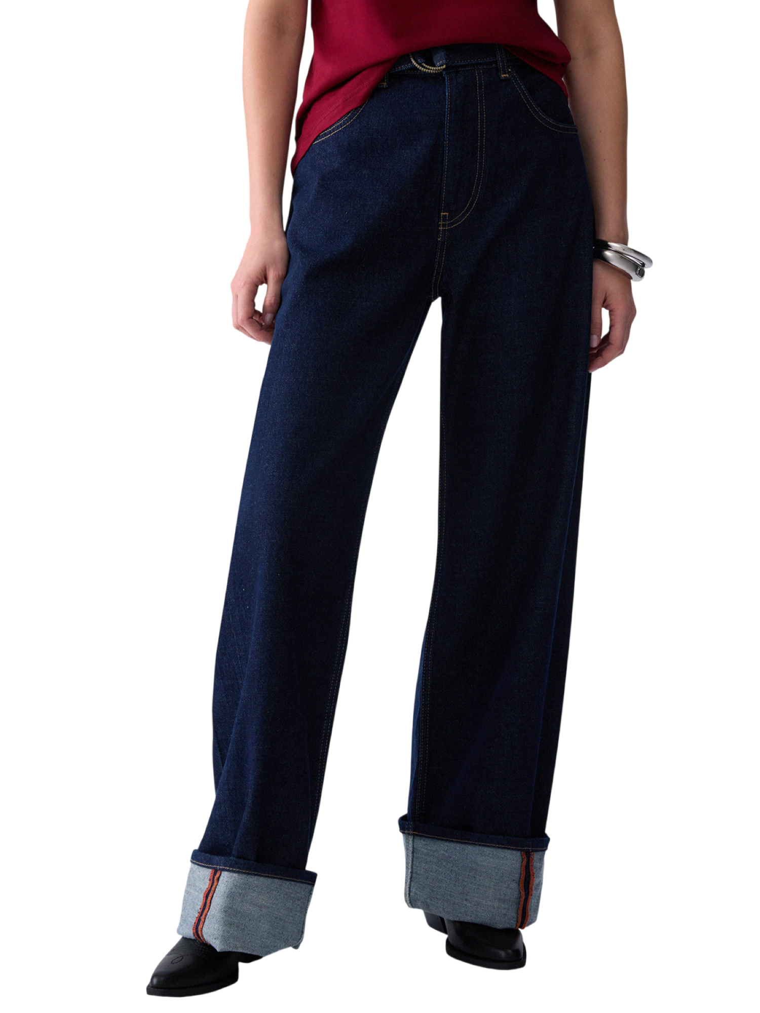 Liu Jo jeans wide leg donna con cintura lavaggio blu scuro UF6161D4854 77000 LIU JO 