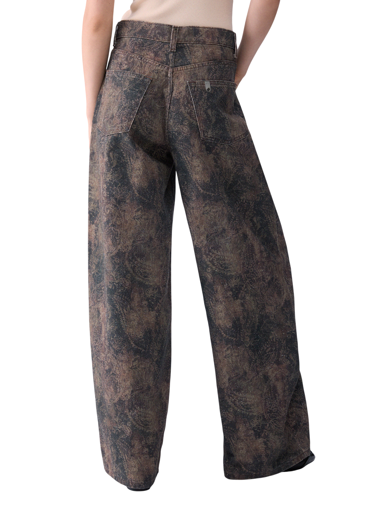Liu Jo jeans ballon donna in fantasia glitterata marrone beige UF6163T684A L9146 LIU JO 
