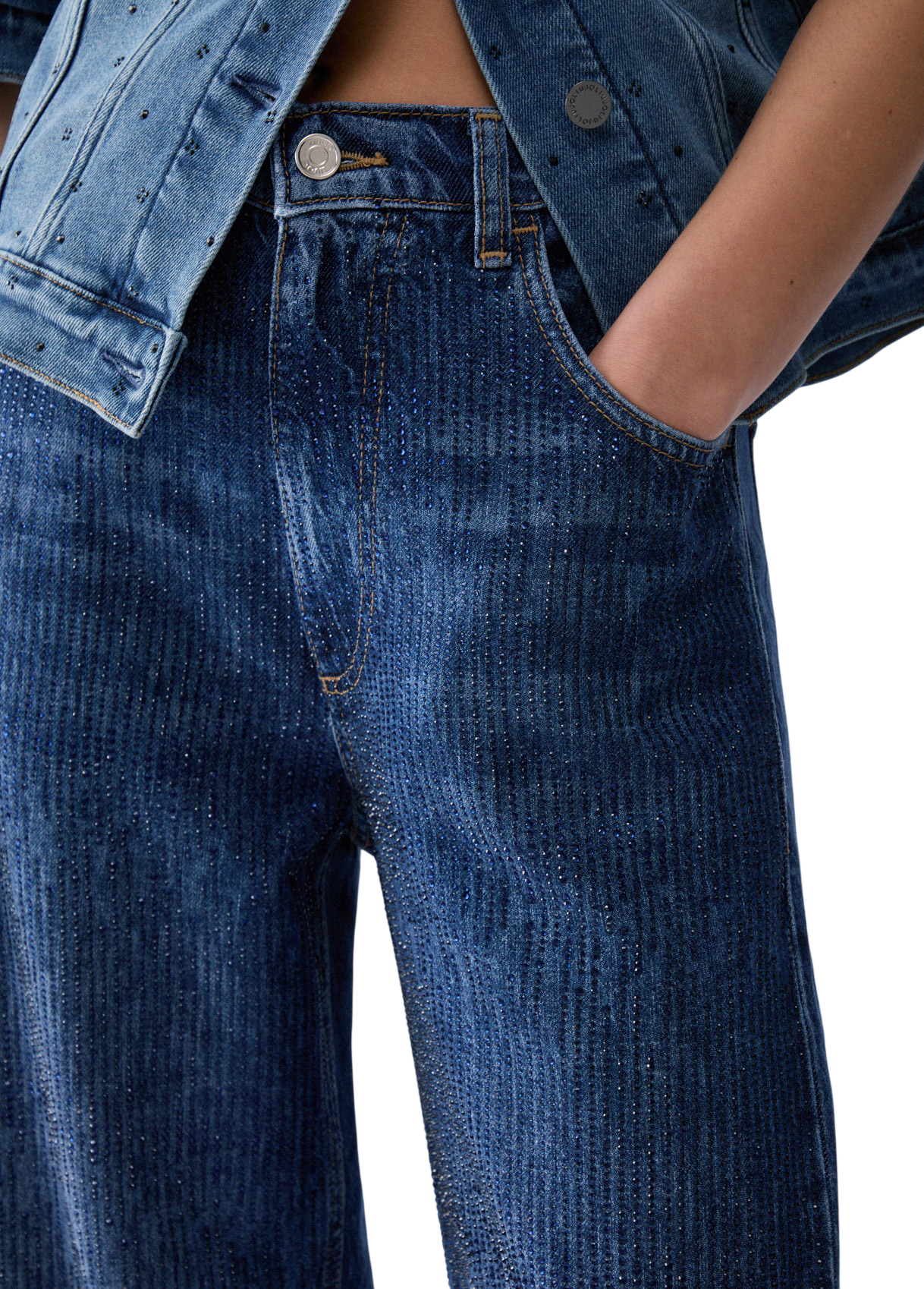 Liu Jo jeans donna straight con strass lavaggio medio UF6166D0373 79111 LIU JO 
